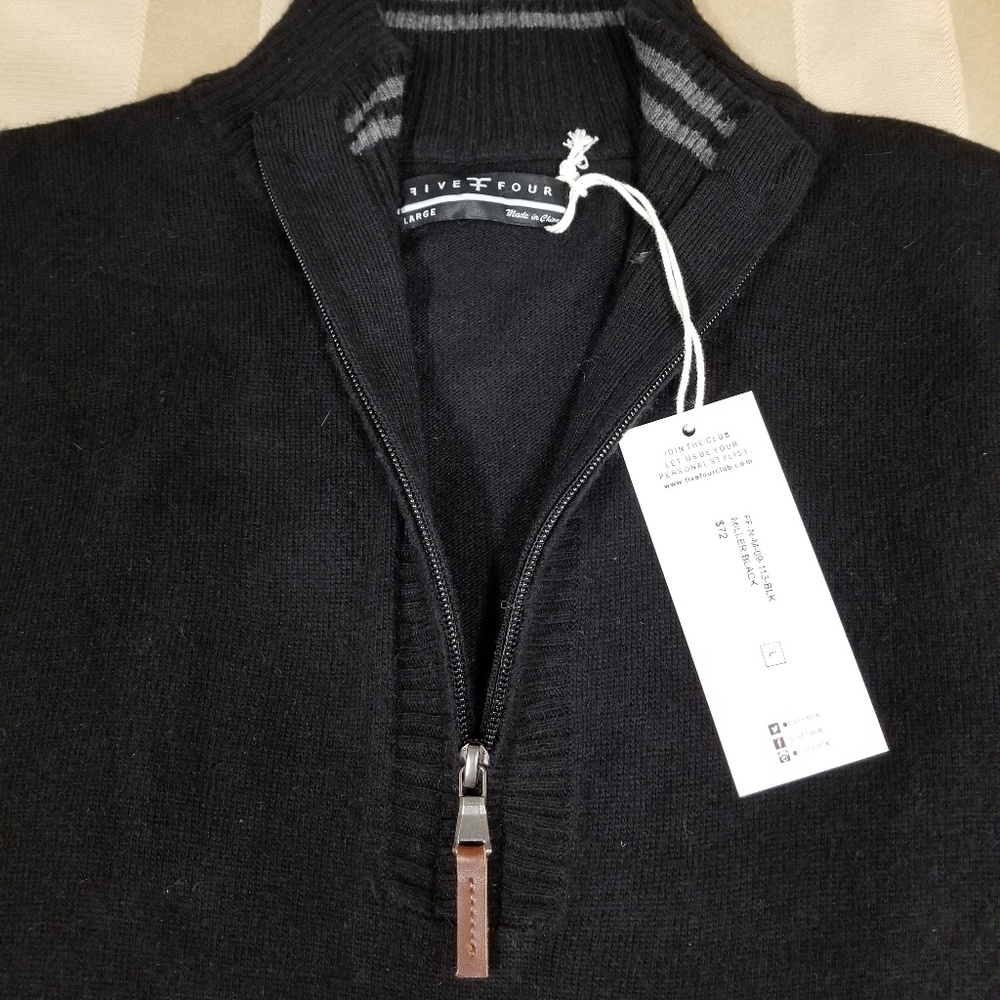 Four Five Black Quarter Zipper Pullover Sweater